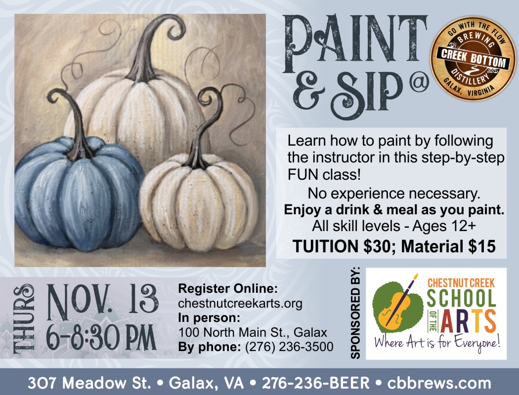 Paint & Sip at Creek Bottom Brewing!