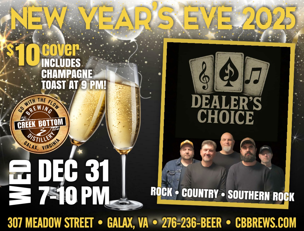 New Year’s Eve at Creek Bottom Brewing!