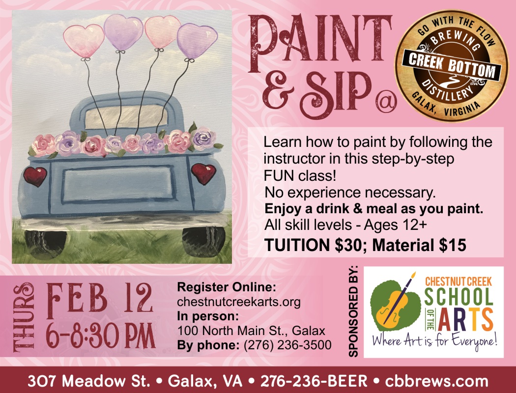 Paint & Sip at Creek Bottom Brewing!