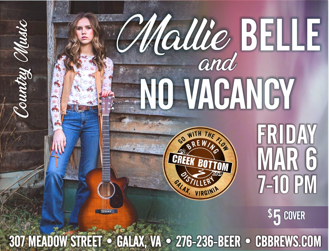 Mallie Belle & No Vacancy at Creek Bottom Brewing