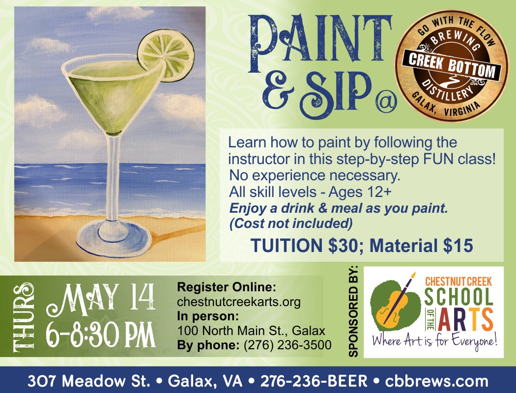 Paint & Sip w/ Chestnut Creek Arts at Creek Bottom Brewing!